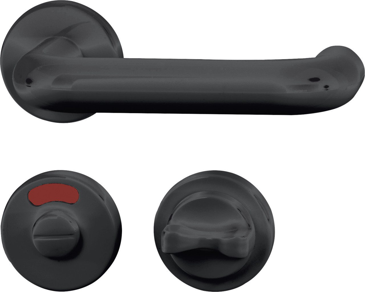 Alpertec WC-Rosettengarnitur Wanda Kunststoff schwarz rund, für Türstärke 38-42 mm geeignet