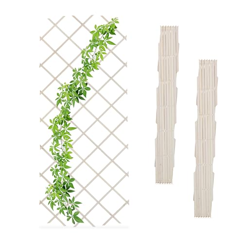 Relaxdays Rankgitter ausziehbar, 3er Set, Rankhilfe Kletterpflanzen, 180x90 cm, Garten, Balkon, Terrasse, Holz, weiß - Preisvergleich