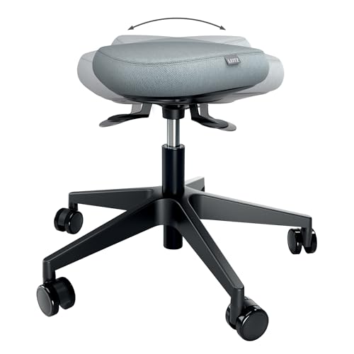 Leitz Ergo Active Höhenverstellbarer Sitzhocker (47–60 cm) mit Rollen, Ergonomischer Drehhocker für Büro und Home Office, Schwarz, 65770095