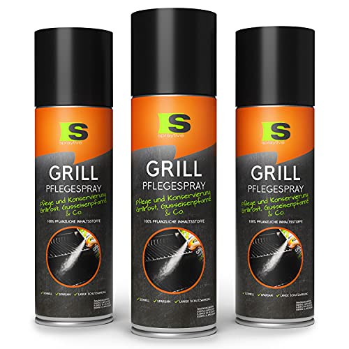 Spraytive Grill-Pflegespray 3 x 500ml - BBQ Reiniger für Edelstahl und Gusseisen, Antihaft- und Konservierungsspray für Weber Grills und Plancha Grills, 100% pflanzlich, Made in Germany