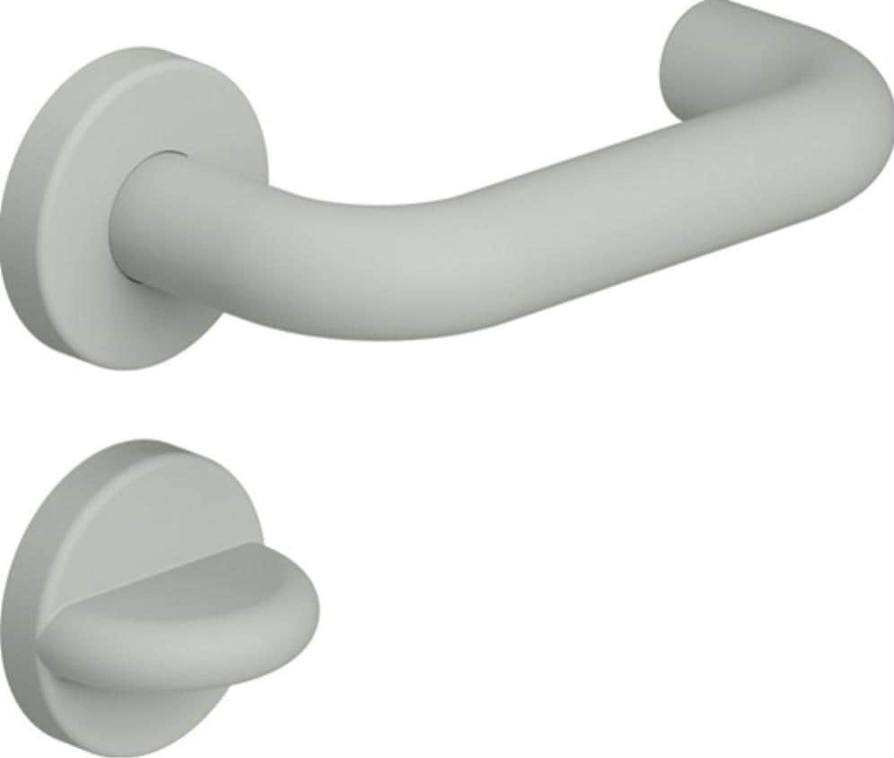 Hewi Türgriff + Fenstergriff, Rosettengarnitur 111PBR02.230 Polyamid 99 matt rund FBM DIN links / rechts D/D (Türgarnitur) - Frei-Besetzt-Garnitur in R-Technik, WC-Ausführung mit Schauscheibe, Edition matt