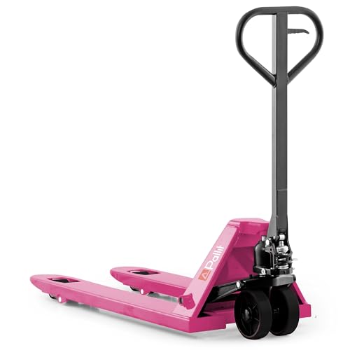 Pallit Gabelhubwagen COLOR, 2500kg Palettenwagen aus Stahl mit 1150mm Gabellänge, PU Rollen und ergonomischer Deichsel, RAL 2011 tieforange