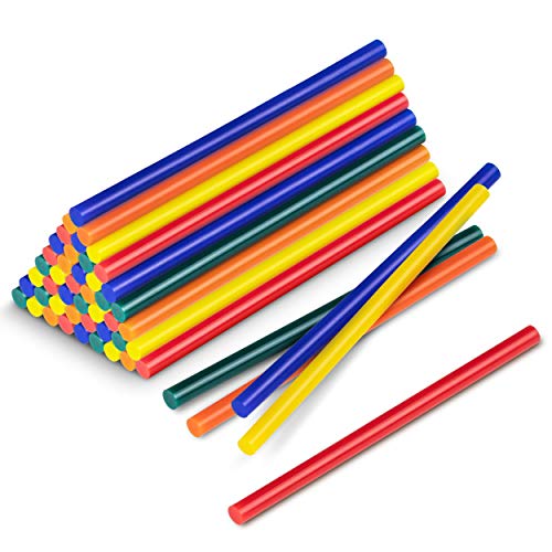 TROTEC 50 Stück Heißklebestifte 7mm Bunt - Klebstoff für 7mm Heißklebepistole Heißkleber Sticks Klebestifte