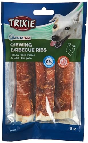 Trixie DentaFun BBQ Rippen mit Huhn, 12 cm, 3 Stück/90 g
