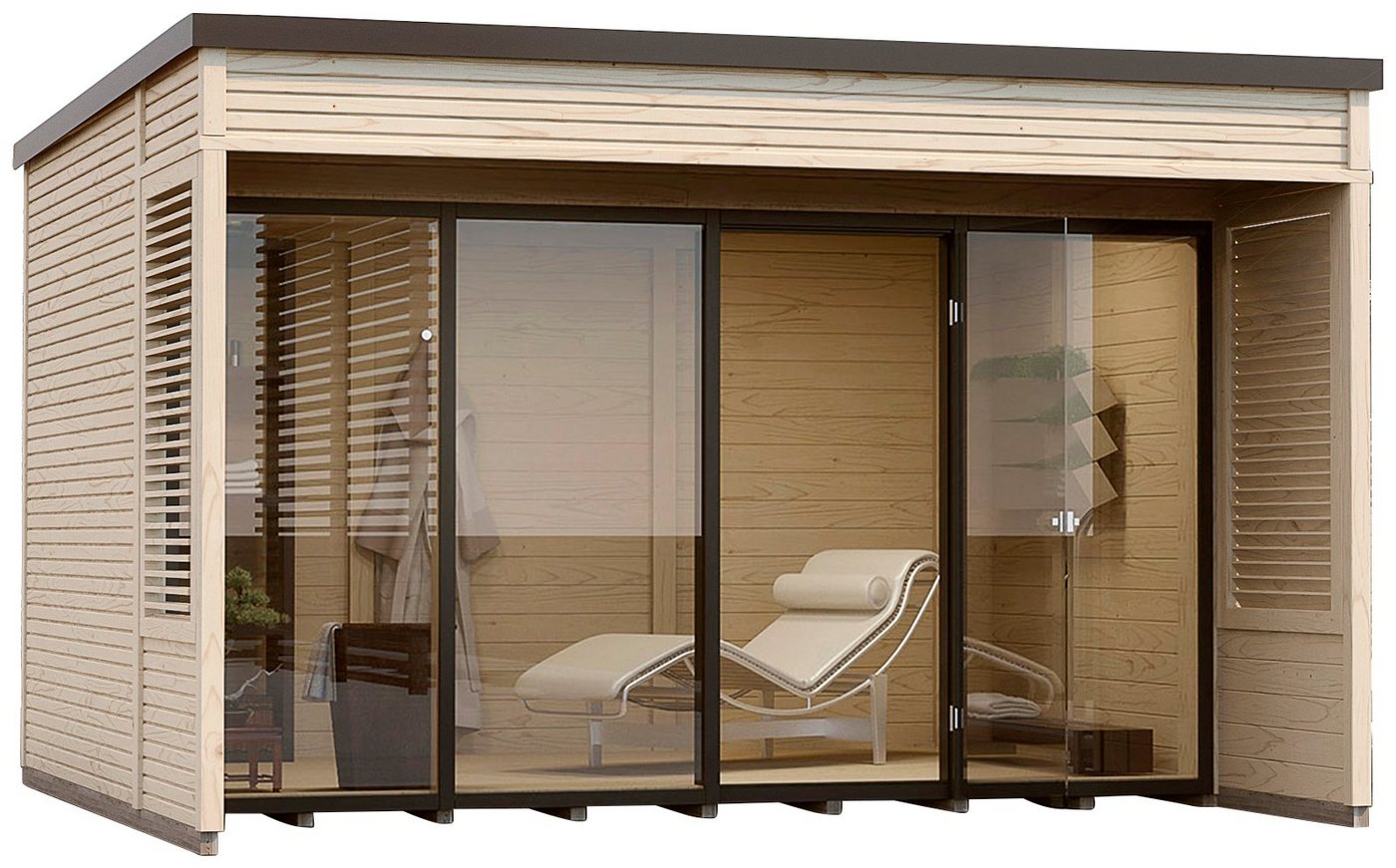weka Gartenhaus Cubilis 2.0 Gr.1, BxT: 388x394 cm, elegantes Design mit Glasfront und Panoramablick