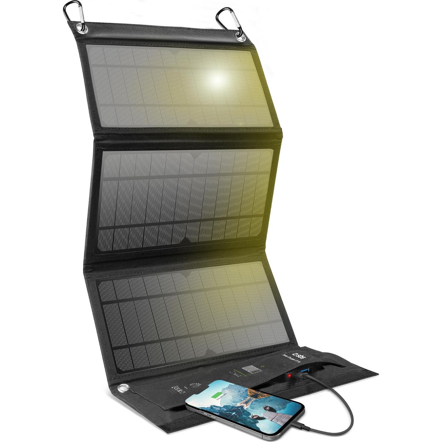 SBS Tragbares Solarpanel, Solarladegerät (21 W) für Outdoor-Aktivitäten, ideal zum Wandern und Campen