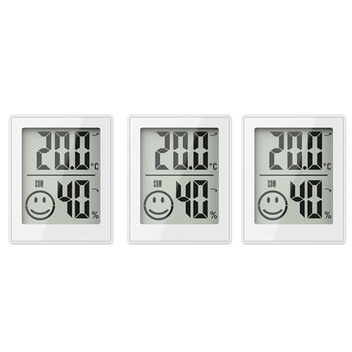 Miraval Raumklimastation 3er Set, digitales Thermometer und Hygrometer mit Temperatur- und Luftfeuchtigkeitsanzeige, Komfortindikator, Weiß