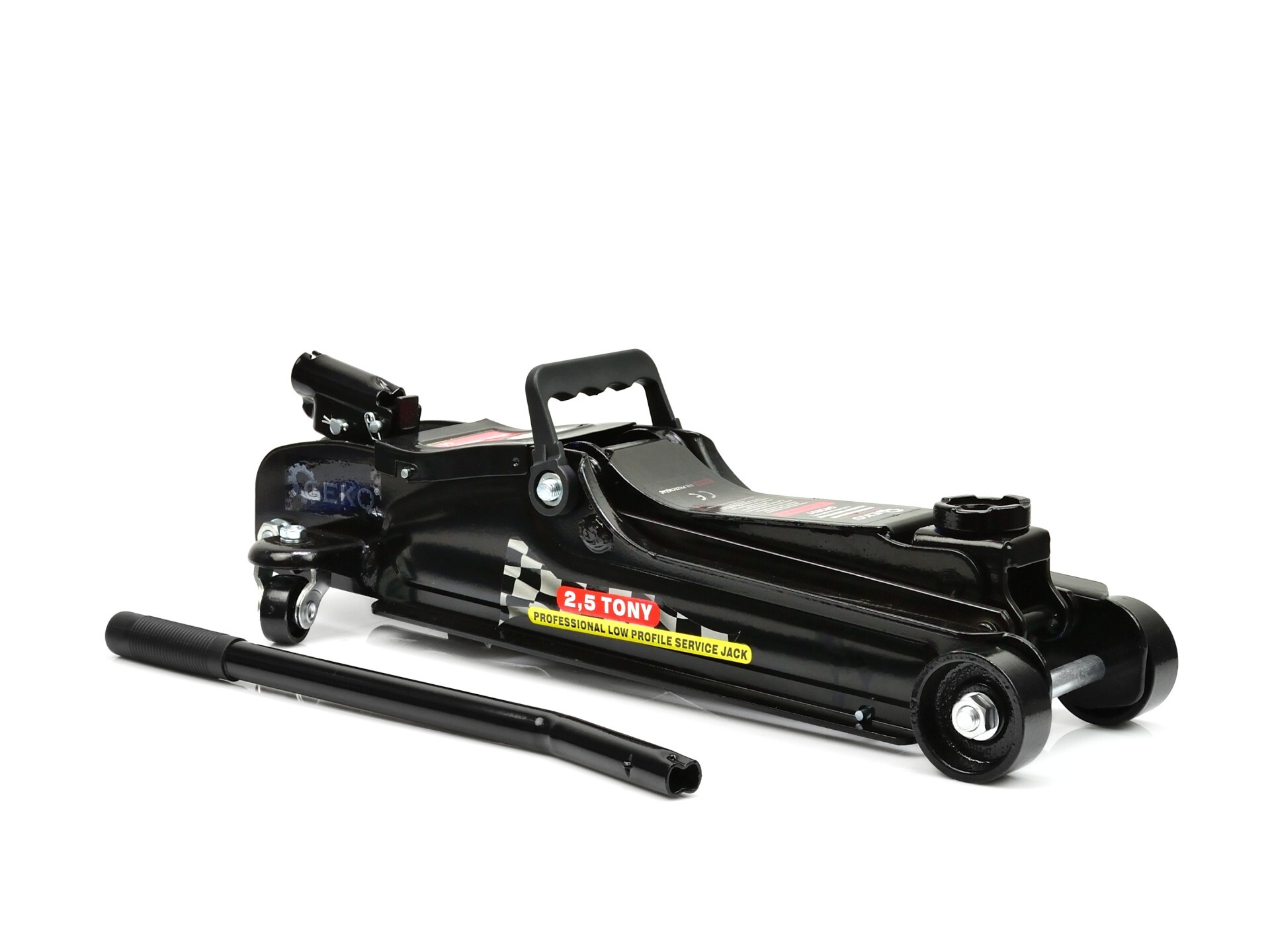 Geko Wagenheber 2,5T Niedrigprofil mit 360° drehbarem Kopf, mobile Ausführung für den anspruchsvollen Einsatz