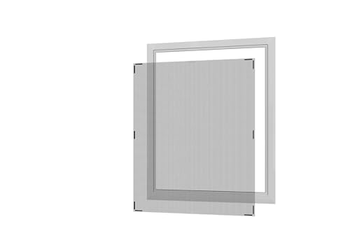 hecht international Magnet Fliegengitter Fensterbausatz 130x150cm, kürzbar, schwarz mit anthrazit Fiberglasgewebe, einfache Montage ohne Bohren