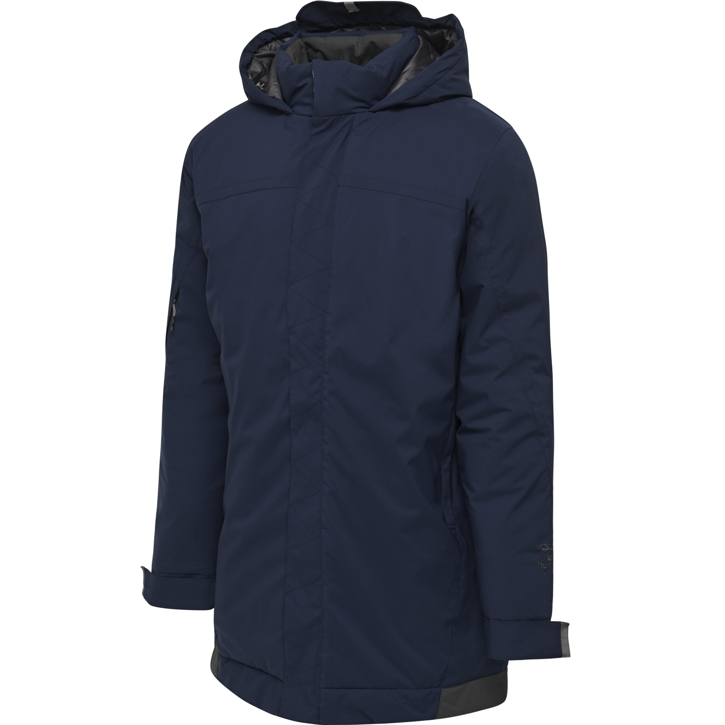 Hummel hmlNORTH PARKA JACKET WOMAN - MARINE - M, Gefütterter Mantel mit Reißverschlusstaschen, Kapuze und Logodruck