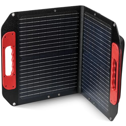 Einhell Solarpanel 40W, Mobiles Solarmodul mit 23% Wirkungsgrad, USB-A und USB-C Anschlüssen, faltbar und spritzwassergeschützt