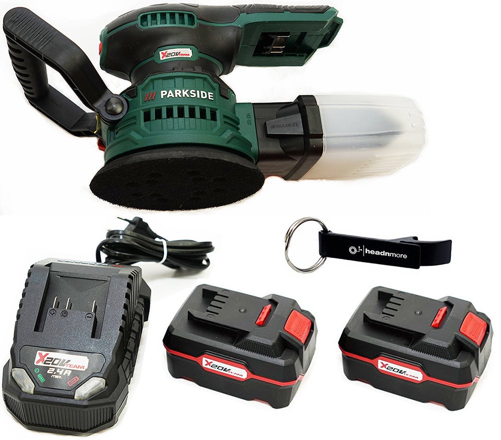 Parkside PAEXS 20-Li B2, Akku-Exzenterschleifer 20V mit 6-stufiger Drehzahl, ergonomischem Griff und Staubabsaugung, inkl. Transportkoffer