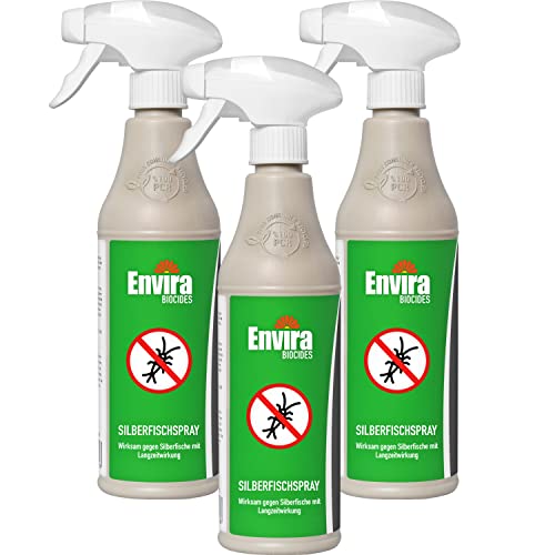 Envira Silberfisch-Spray - Anti-Silberfisch-Mittel Mit Langzeitwirkung - Geruchlos & Auf Wasserbasis - 3x 500 ml