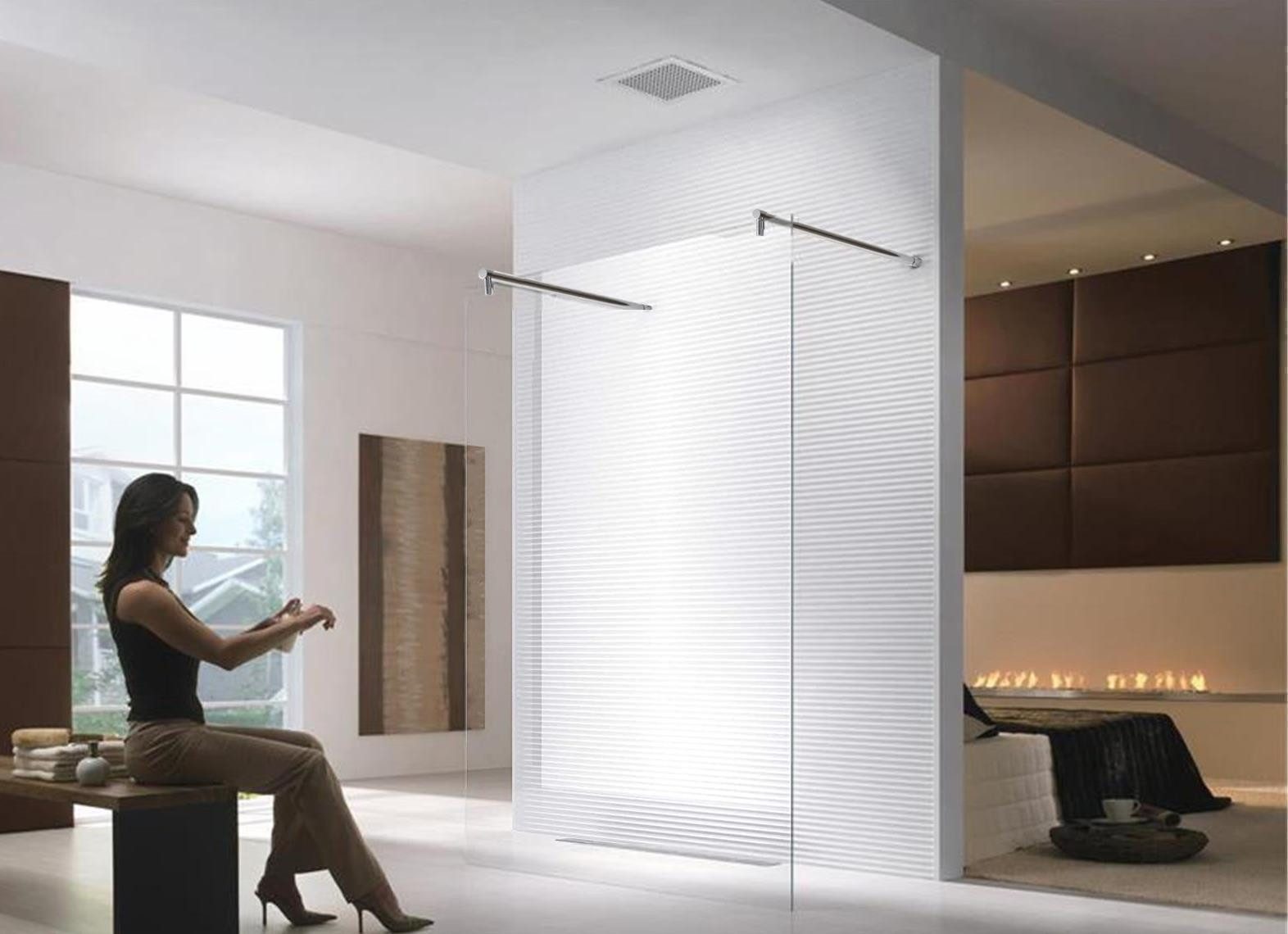 Glaszentrum Hagen Walk-in-Dusche "Jade" 68x200cm 10mm Freistehende Duschwand in Klarglas