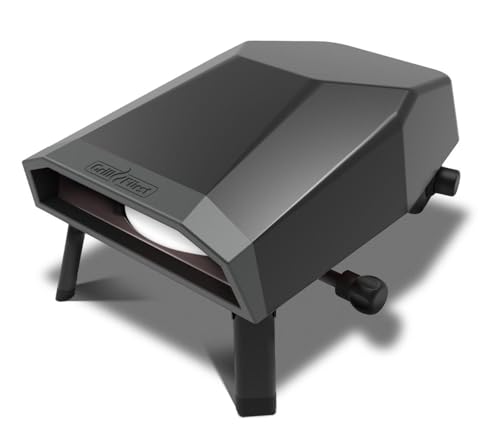 Grillfürst Gas Pizzaofen 305, mit drehbarem Cordierit-Pizzastein, bis 400 °C und klappbaren Füßen, mattschwarz