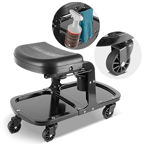 Stahlwerk Werkstatthocker WRS-135 ST, Werkstatt-Rollsitz bis 135 kg belastbar mit Dosenhaltern und Werkzeughalter, pulverbeschichtet