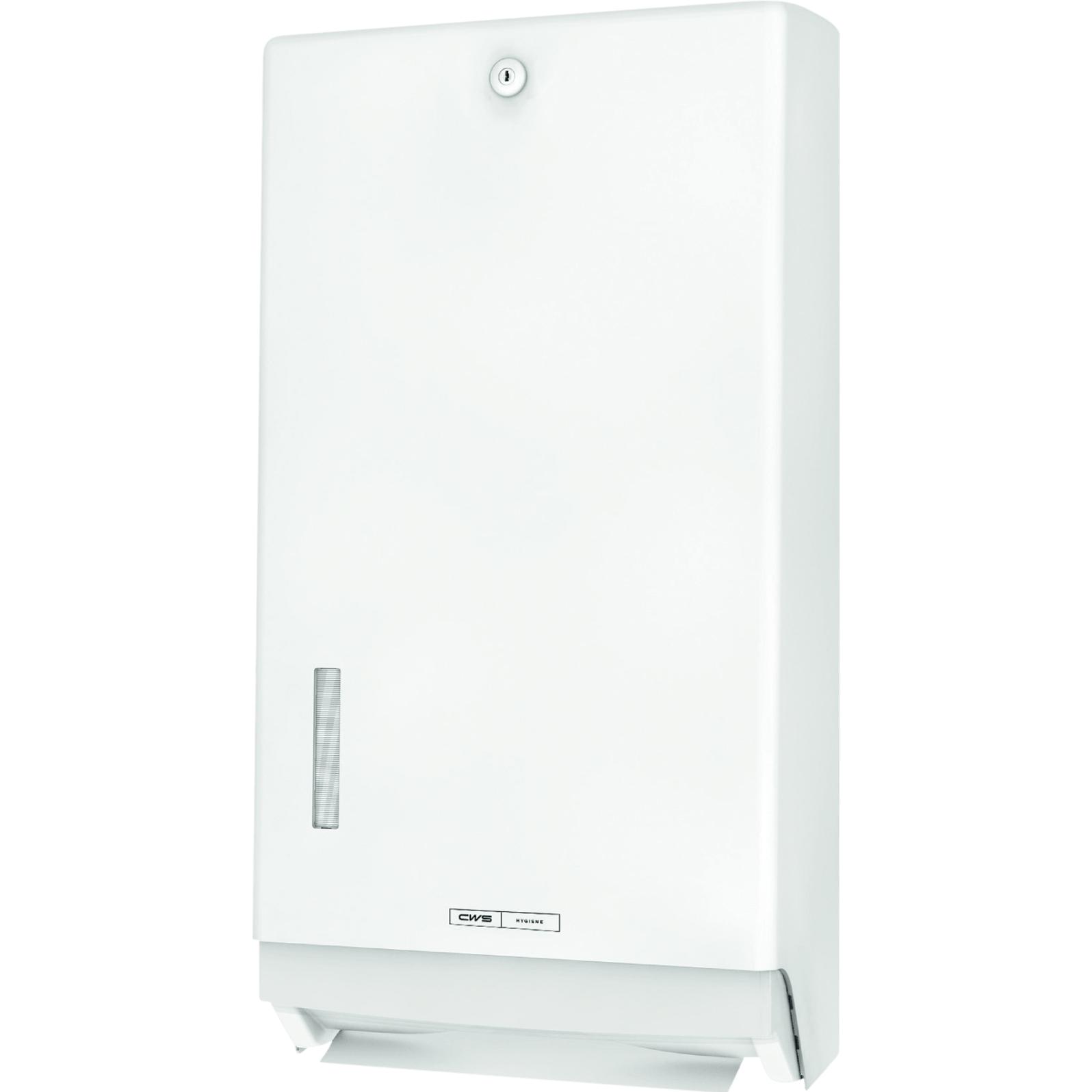 CWS Paradise Paper Universal, Papierhandtuchspender in elegantem Weiß, mit Schloss und optischer Füllstandanzeige für ca. 600 Blatt