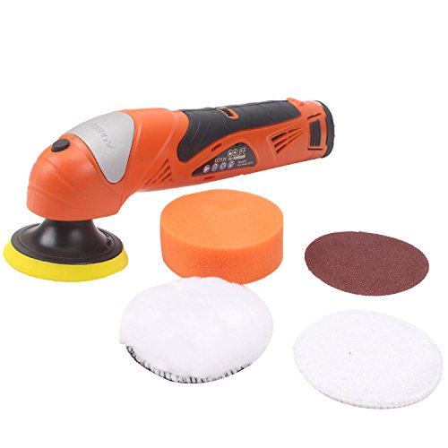 CCLIFE 12V Akku Poliermaschine Polierer, 0-3.000 min-1 Drehzahl, ø80mm Polierteller, Umfangreiches Zubehör