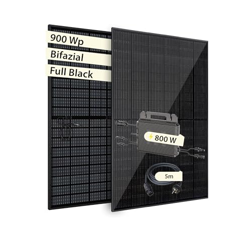 VALE Balkonkraftwerk Set Bifazial, 880-920 Wp mit Marstek Mikro-Wechselrichter, Full Black, Plug&Play, WiFi, App-Steuerung
