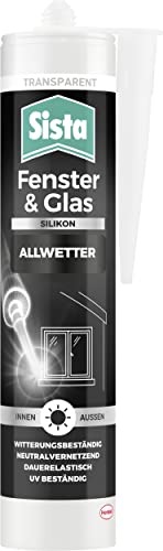 Sista Fenster & Glas Silikon transparent, Dichtmasse für Glasversiegelungen, Fensterdichtung für innen & außen, Fugenmasse für viele Materialien*, 1x280ml Kartusche