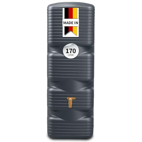 4rain Wandtank Quadro 170 L, Regentonne in graphite grey mit Deckel und Auslaufhahn