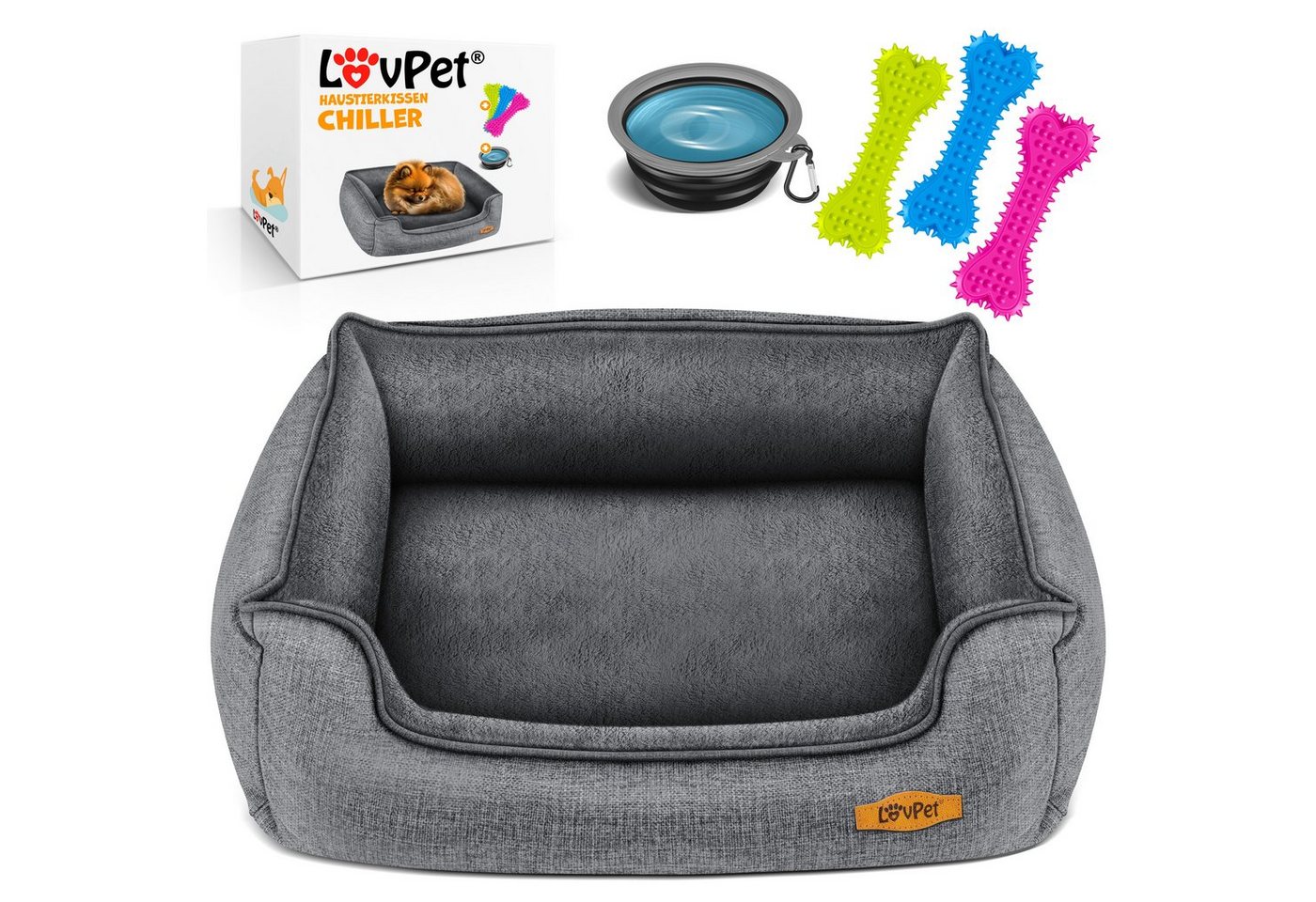 Lovpet Tierbett Hundebett Hundekissen Hundekorb Chiller, grau, XL