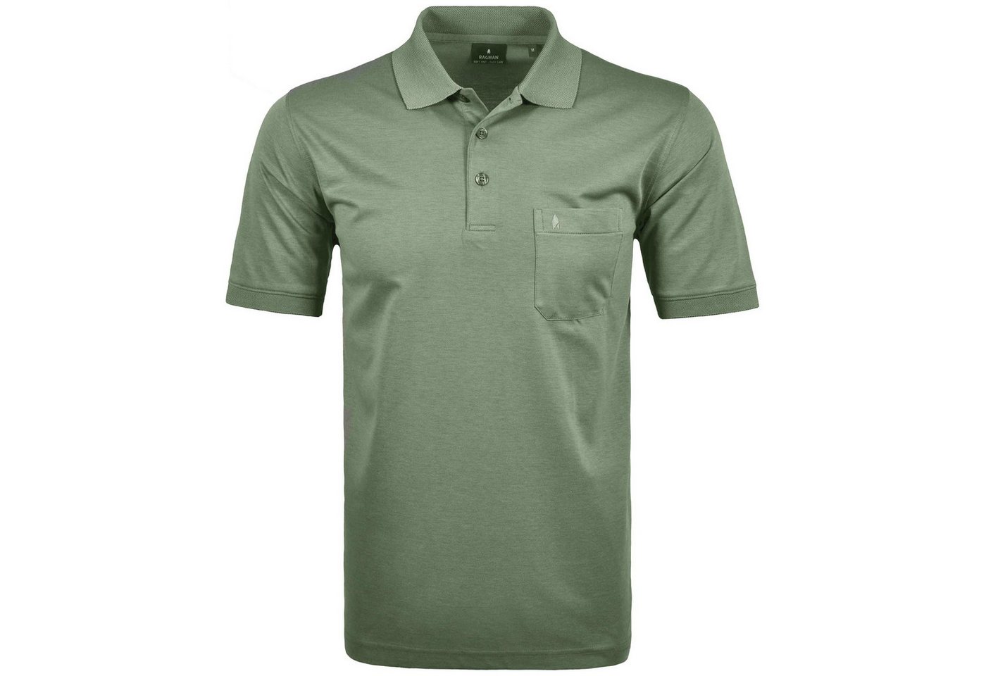 RAGMAN Herren Poloshirt - Softknit-Polo, Brusttasche, Knopfleiste, einfarbig