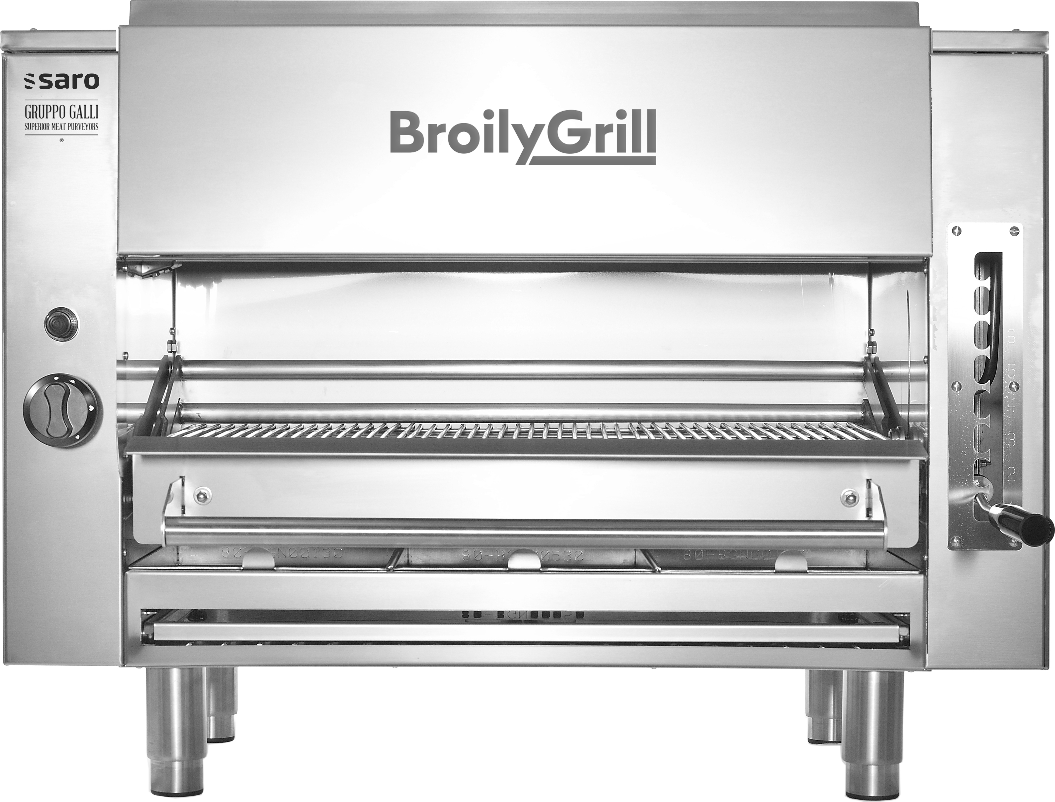 SARO Steak Grill Modell BROILY, Edelstahlrost High Speed Grill mit 850°C und höhenverstellbarer Grillfläche