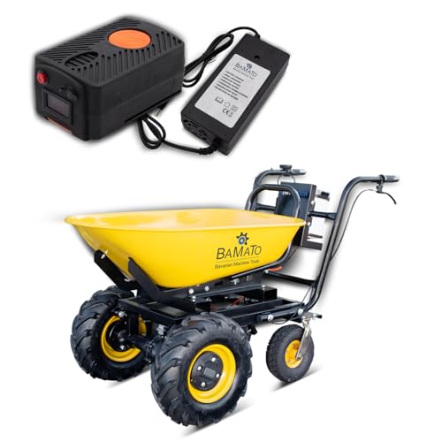BAMATO Elektrische Schubkarre MTR-300W, 300 kg Traglast, 400W Motor, max. 6,0 km/h, Muldenvolumen 100 Liter, stufenlose Geschwindigkeit