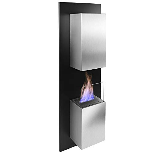 RS Trade® Exclusive Kreta Bioethanol Heizung Indoor Wandkamin Tischkamin Standkamin Ofen Edelstahl Deko Feuerstelle Feuersäule Feuerkorb, Umweltfreundliches Bio-Ethanol, Hochwertiges Material, Kein Schornstein nötig, Inkl. Wandaufhängung, Kostenfreie Retouren