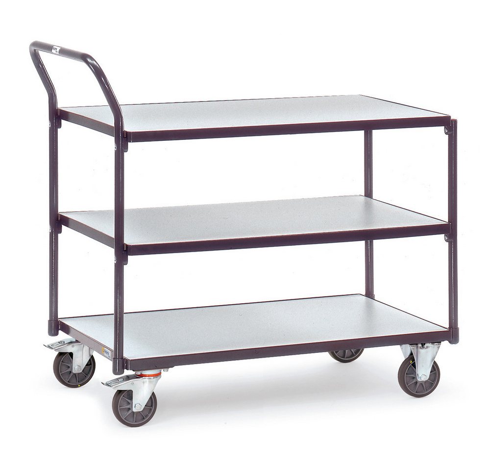 FETRA ESD-Tischwagen 1850, elektrisch leitfähiger Transportwagen aus pulverbeschichtetem Stahlrohr, schiefergrau RAL 7015, Tragkraft 80 kg