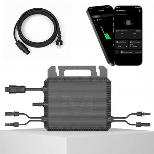 MARSTEK Mikro-Wechselrichter 800 W MST-MI0800, IP67 wetterfest, Plug-&-Play, 2 MPPT, Bluetooth & WiFi, inkl. 5 m Anschlusskabel für Balkonkraftwerk