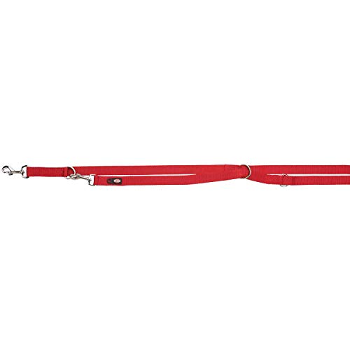 TRIXIE Hundeleine Premium XS–S, 2,00 m 15 mm in rot - verstellbare Leine mit belastbaren Gurtband - für sehr kleine bis kleine Hunde - 200403
