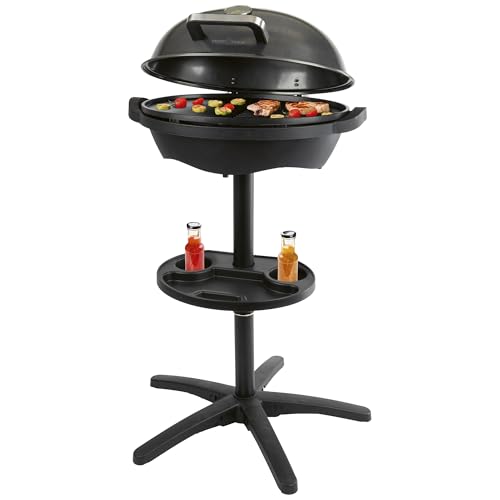 ProfiCook® PC BQS 1303 Elektrogrill, 2400W, rauchfrei, 2in1 Tisch-/Standgrill mit Temperaturanzeige, Aluminium-Grillplatte für Indoor & Outdoor, einfache Reinigung