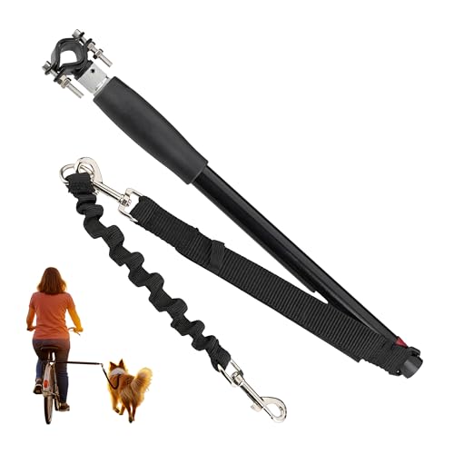 relaxdays Fahrradleine für Hunde mit Abstandshalter, Stahl, Schwarz - flexible Leine für sicheres Führen beim Fahrradfahren
