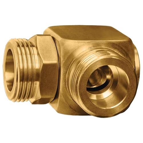 GEKA Plus Winkeldreharm 90Gr. 1" aus Messing, Ersatzteil für automatische Schlauchaufroller, tropffreie Verbindung, einfache Montage