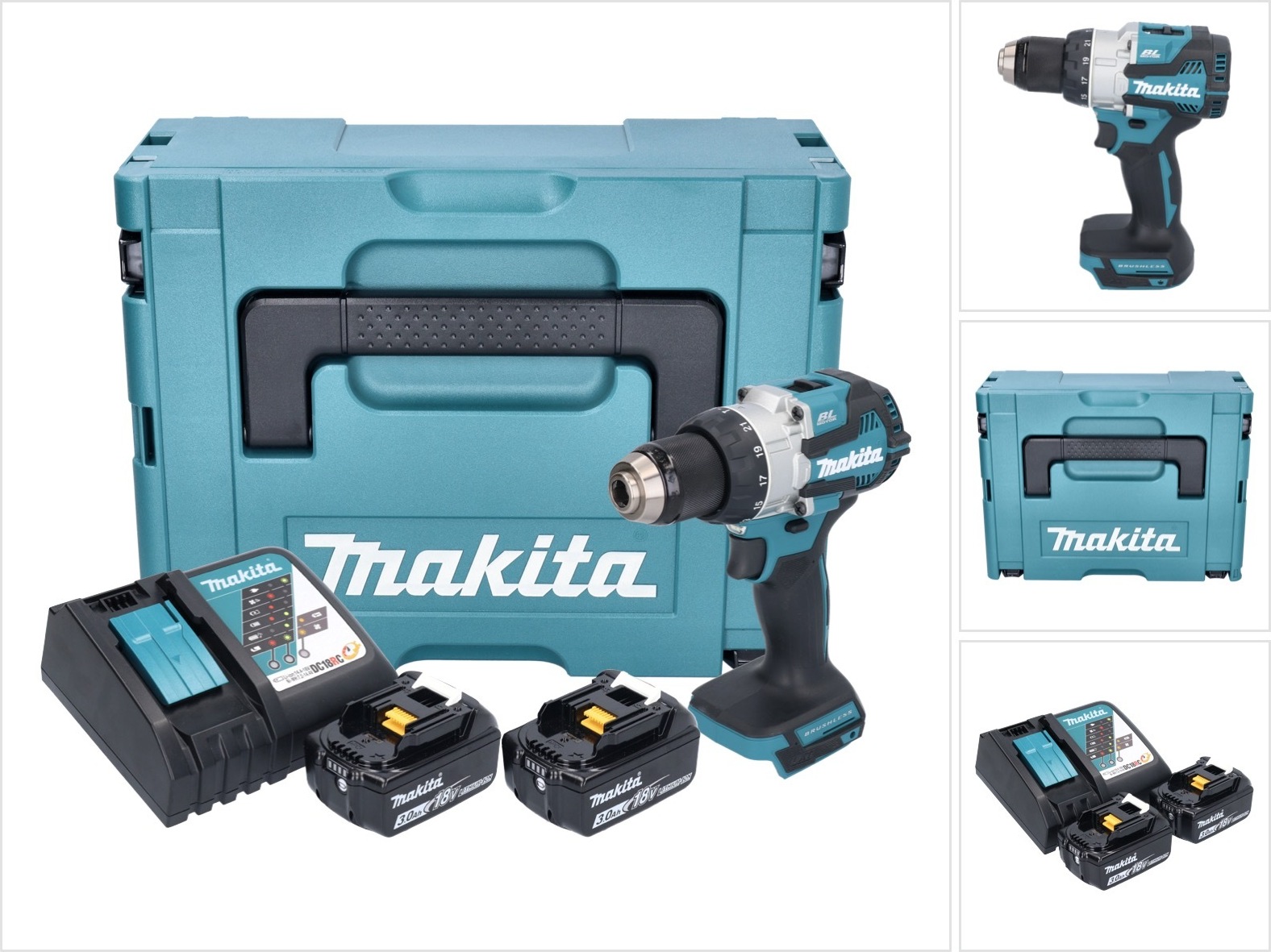 Makita DHP 489 RFJ Akku Schlagbohrschrauber 18 V 73 Nm Brushless + 2x Akku 3,0 Ah + Ladegerät + Makpac, kraftvoller Begleiter mit bürstenlosem Motor