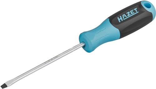 Hazet Schraubendreher 811-40, Schlitz Profil 0,8 x 4 mm mit rutschfestem 3-Komponenten-Griff und Schlagkappe