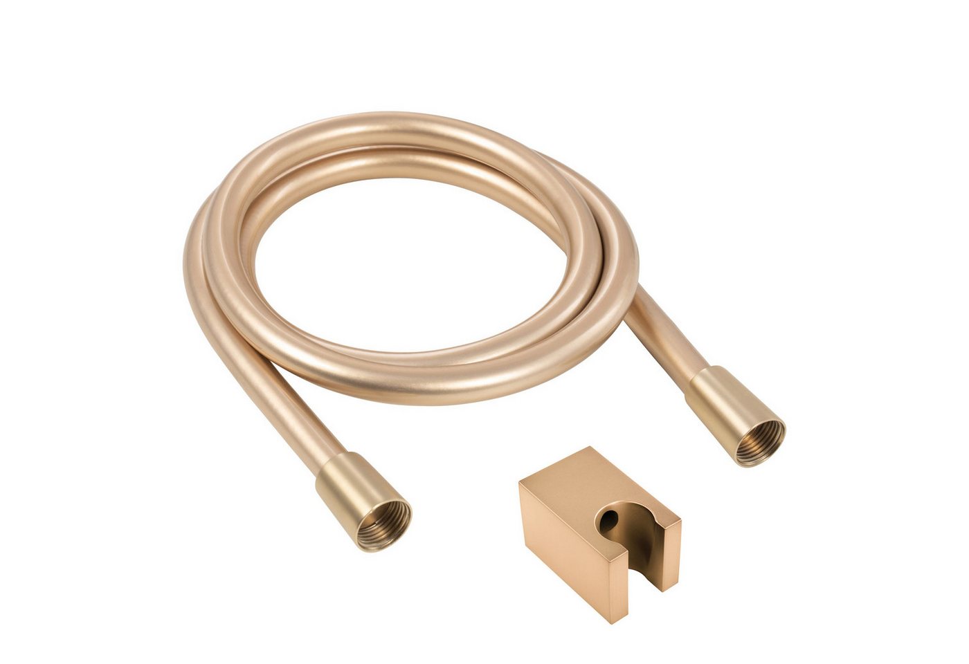 SCHÖNER WOHNEN-Kollektion Brauseschlauch TESKO, Mattgold, knickfester Duschschlauch 1,75 m mit Wandhalter und Verdrehschutz