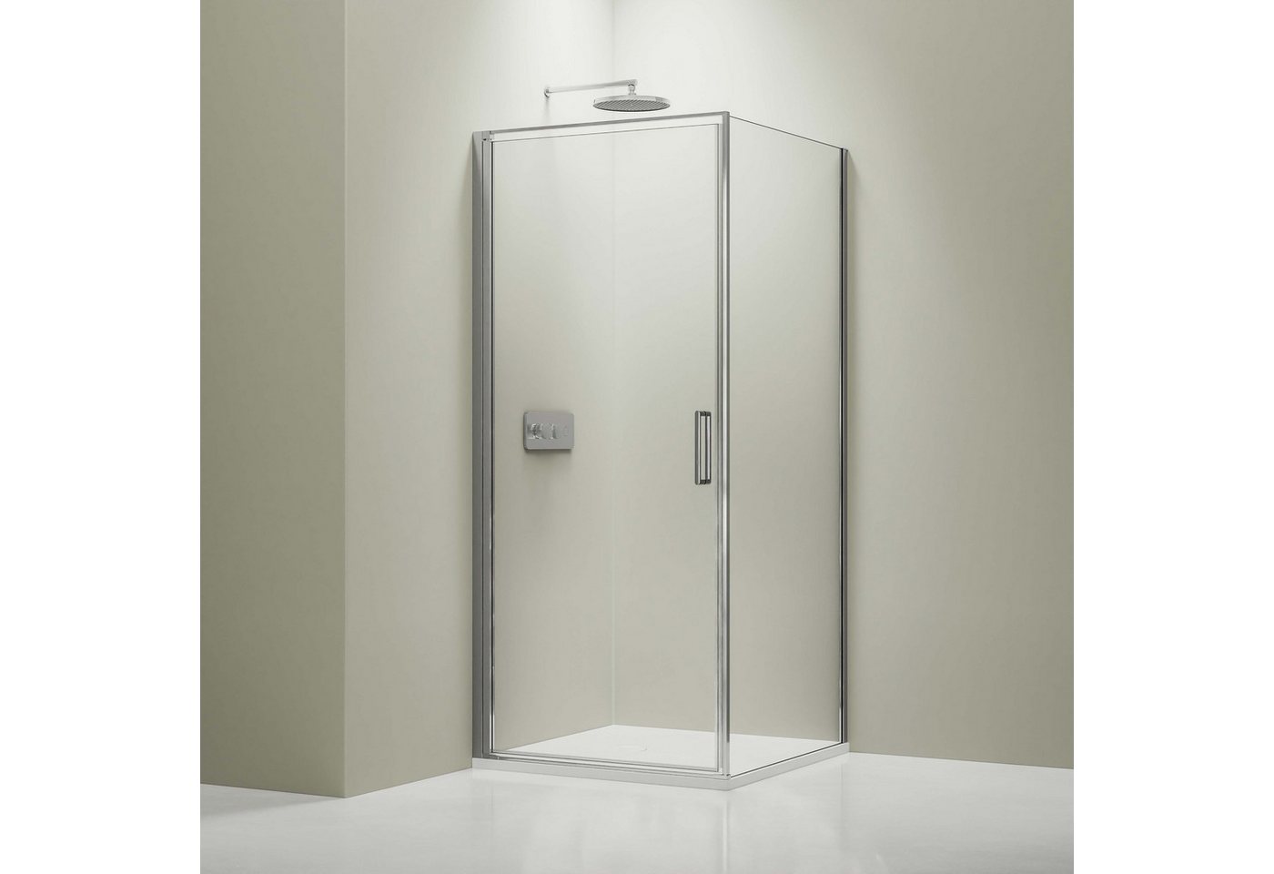 Bernstein Eckdusche EX416S, Nano ESG-Sicherheitsglas, 90x90x195 cm, Chromprofil