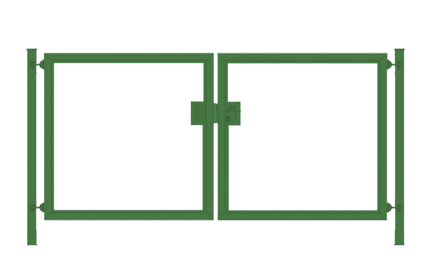 Gartentor / Doppelfügeltor elektrisch Premium (2-flügelig) symmetrisch für senkrechte Holzfüllung; grün; Breite 500 cm x Höhe 200 cm