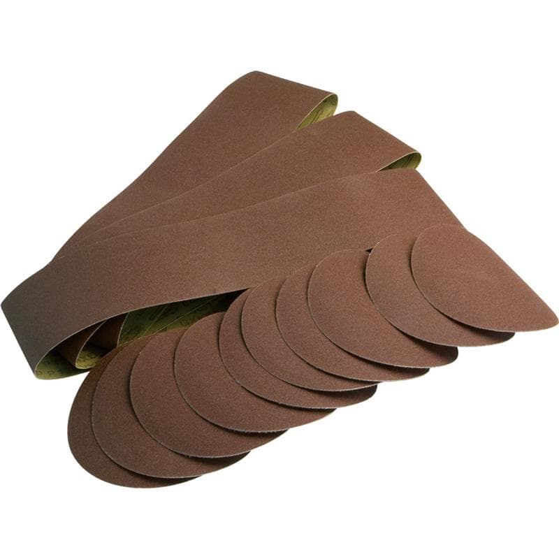 Scheppach Zubehör Band und Tellerschleifer BTS900 / BTS800 Set | 12 teiliges Schleifset - 9x Schleifpapier, 3x Schleifband | Bandschleifer