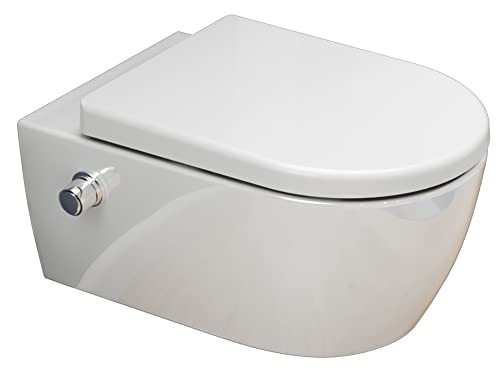 SSWW | Dusch-WC inkl. Softclose Toilettensitz, spülrandlose Taharet Toilette, Toilette mit Bidet-Funktion | 54,5 cm lang - Preisvergleich