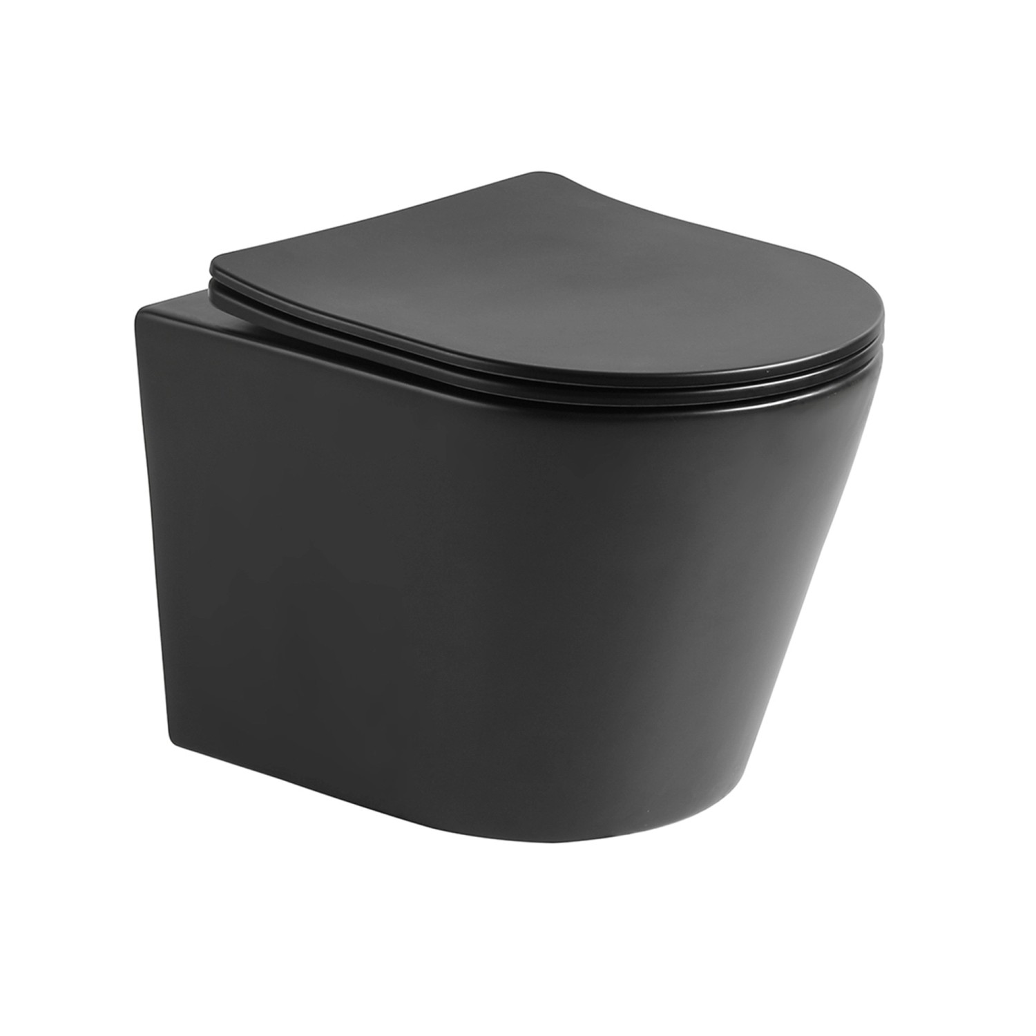 Verosan Wand-WC Nakia, spülrandloses Hänge-WC in Schwarz Matt inklusive absenkbarem WC-Sitz