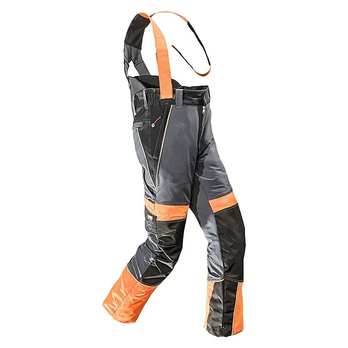Bullstar Schnittschutzhose Proximo mit abnehmbaren Hosenträgern, Easy-Long-Funktion, wasserabweisend, Größe 50, Orange/Anthrazit