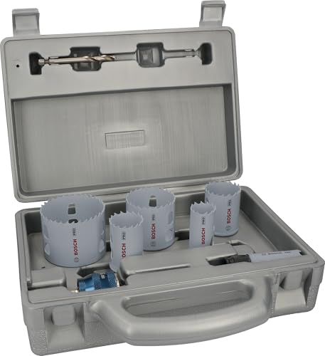Bosch 9x PRO Multi Material Power Change Plus Lochsäge-Set - Blasform-Etui (für Weichholz, Trockenbauwand, Ø 22, 29, 35, 44, 51, 64 mm, Professional Zubehör Bohrmaschine/Schrauber)