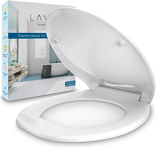 Lavur WC Sitz Duroplast mit Absenkautomatik, bis 250 kg, universal und hygienisch, inklusive Edelstahlbefestigung