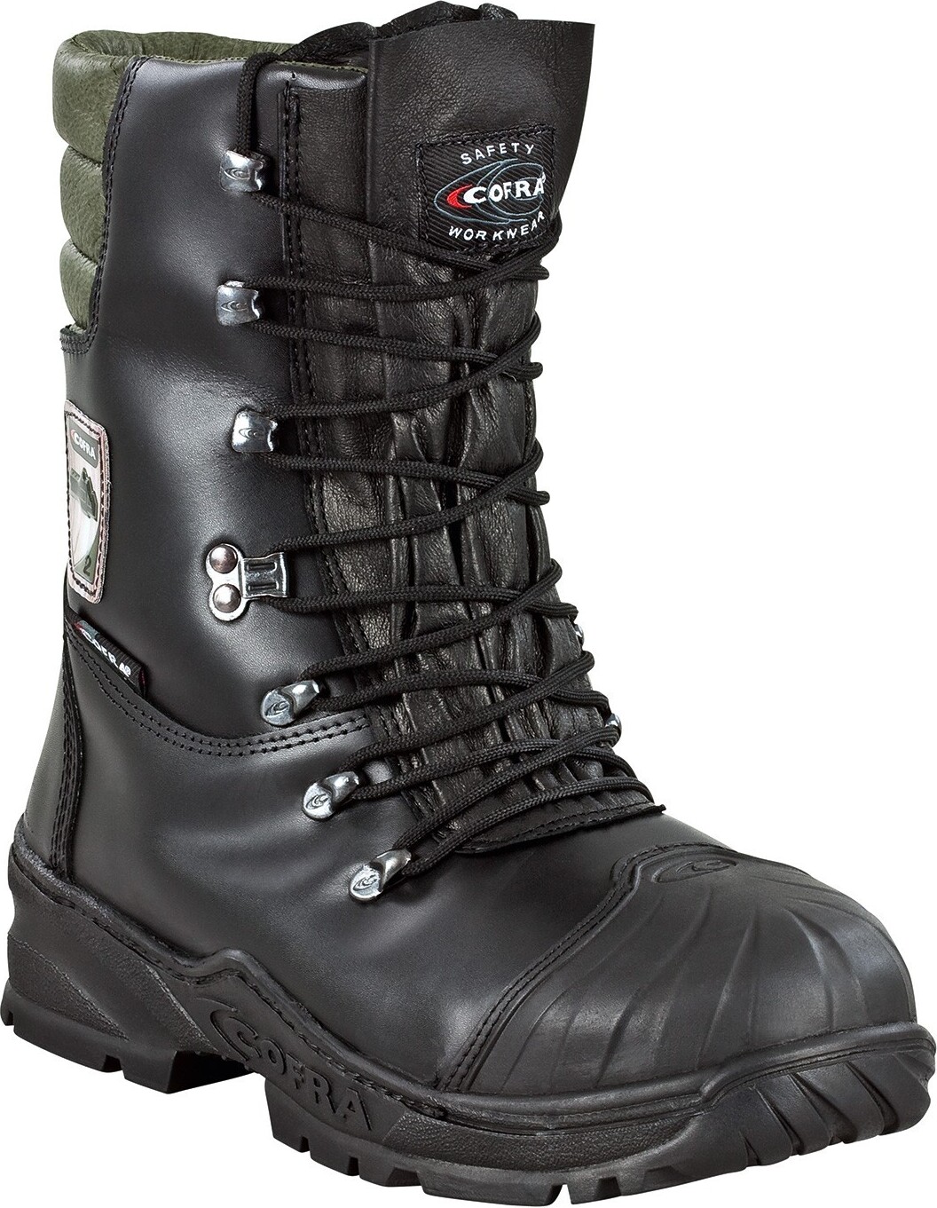 COFRA Schnittschutzstiefel Power nach EN ISO 17249:2013 Klasse 2, schwarzes Leder, Größe 45