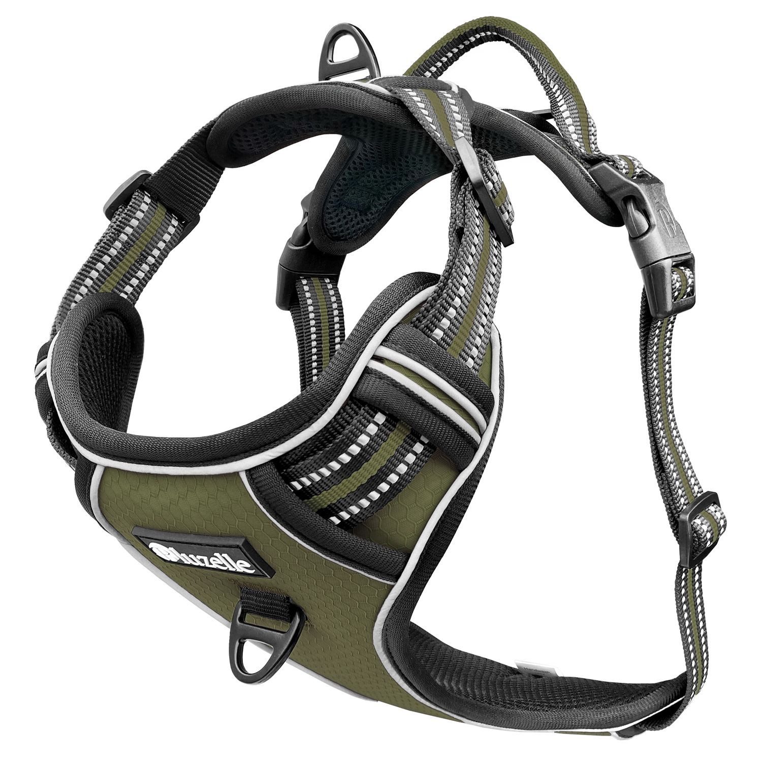 Bluzelle Hunde-Sicherheitsgeschirr Hundegeschirr mit Tasche M Anti-Zug Reflektierend Polyester Nylon EVA Schaumstoff Zugstopp Hundeweste Brustgeschirr mit Griff Atmungsaktiv Gepolstert