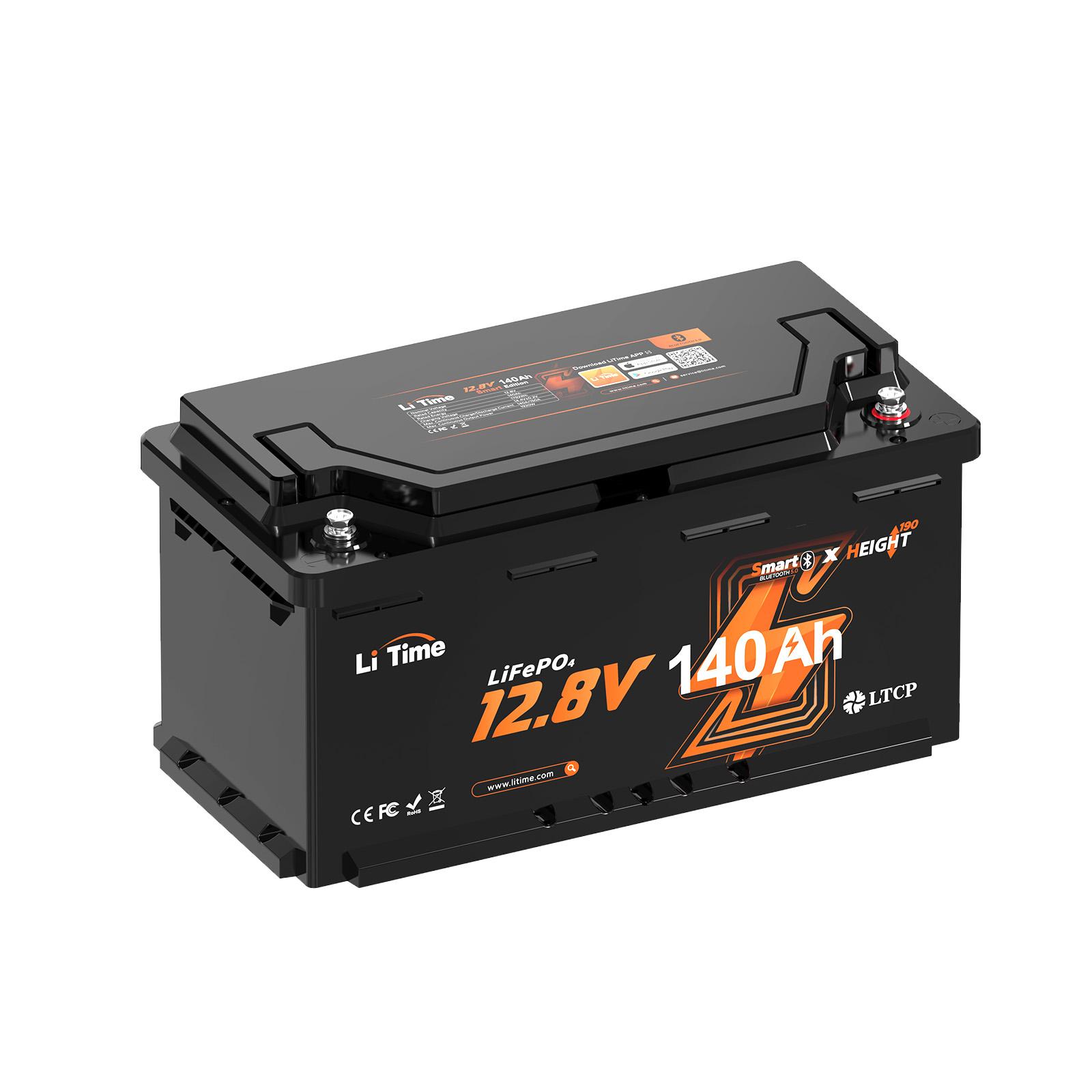 LiTime 12V 140Ah LiFePO4 Batterie mit Bluetooth, Hochleistungs-Stromspeicher für Wohnmobile, Solarmodule und Boots, 150A BMS